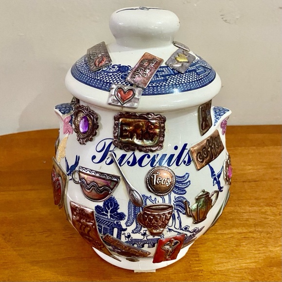 Vintage, Empire Ware, Blue Willow One of a kind Memory Jar 9.5in H x 7in D - Picture 9 of 13